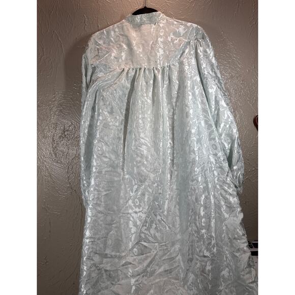 Character Light Blue Long Sleeve‎ Button Down Satin Nightgown Vintage Size Large - Picture 3 of 5